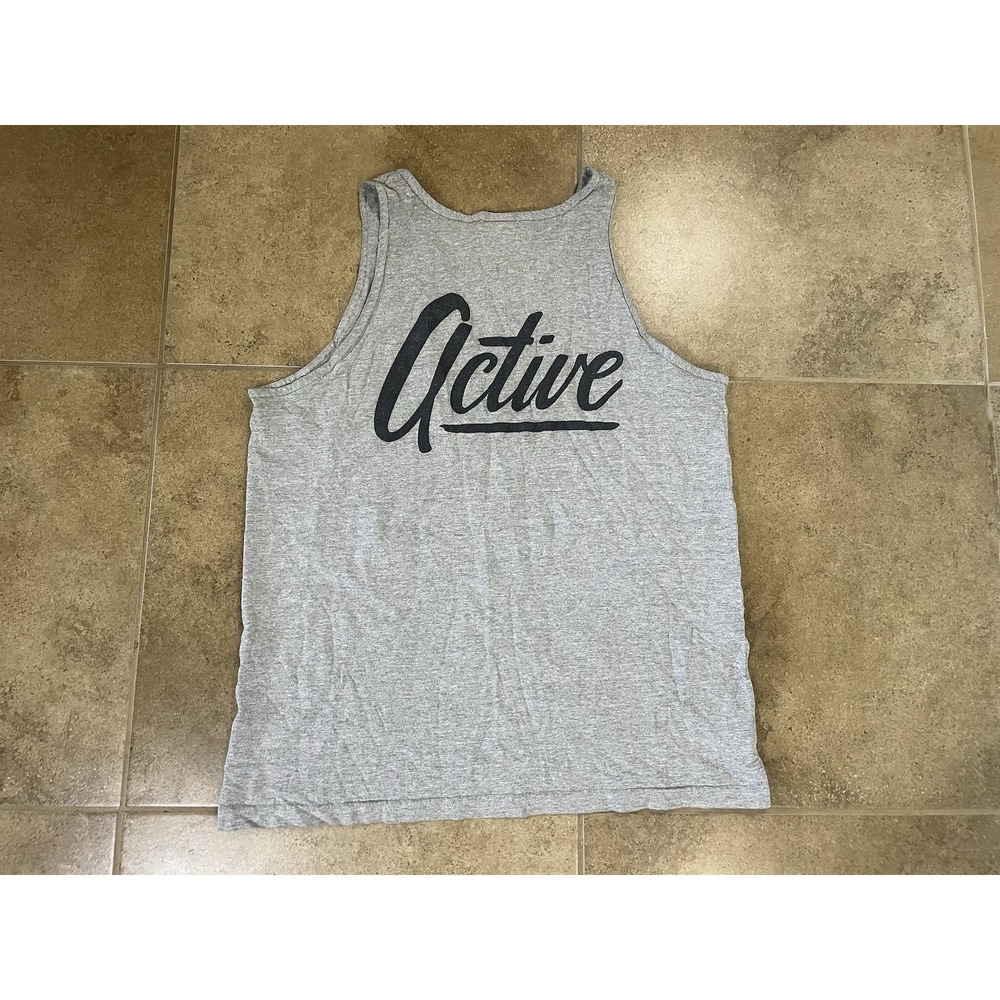 Active Ride Shop Sports Gray T-Shirt Men's Size L Sleeveless Logo Skate Surf
